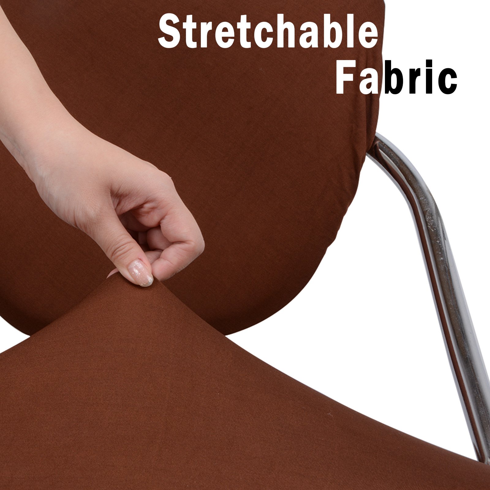 Voilamart 4 Pack Office Computer Chair Seat Covers, Desk Chair Cover Removable Universal Chair Covers Stretch Rotating Chair Slipcover Desk Chair Seat Cushion Protectors (21inch, Coffee)