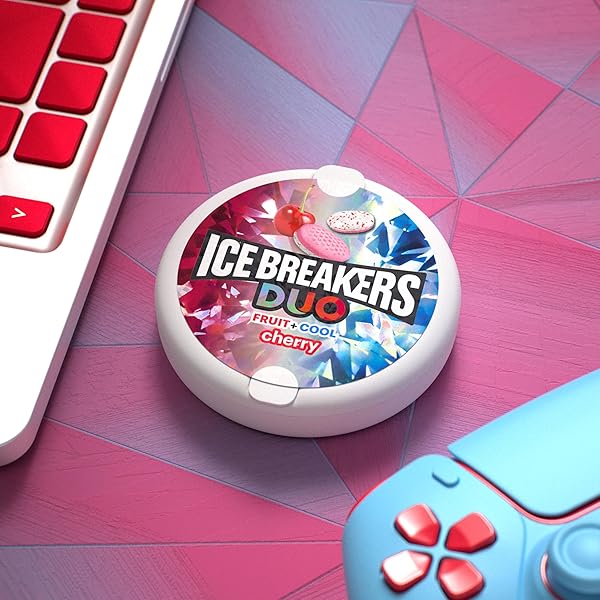 ICE BREAKERS DUO FRUIT PLUS COOL CHERRY SUGAR FREE MINTS TINS, 1.3 OZ (8 COUNT)