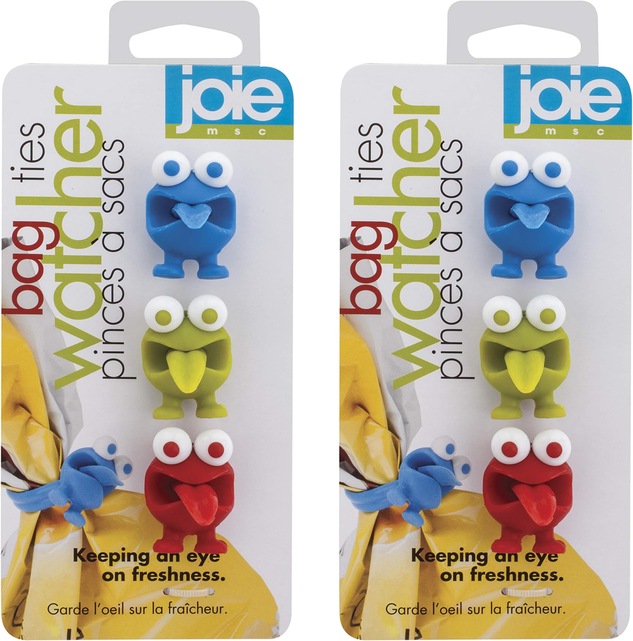 MSC International Joie Watcher, Silicone, BPA Free, FDA Approved, Set of 3, Includes 6 Bag Ties, Set of 2, Assorted Colors