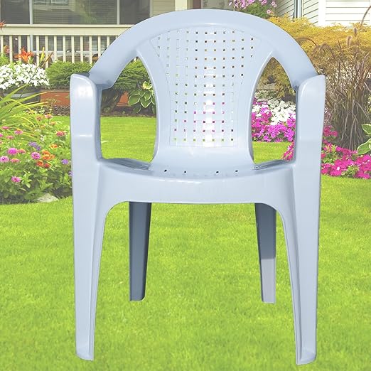 Indoor & Outdoor White Plastic Lawn Chairs Garden Patio Armchair