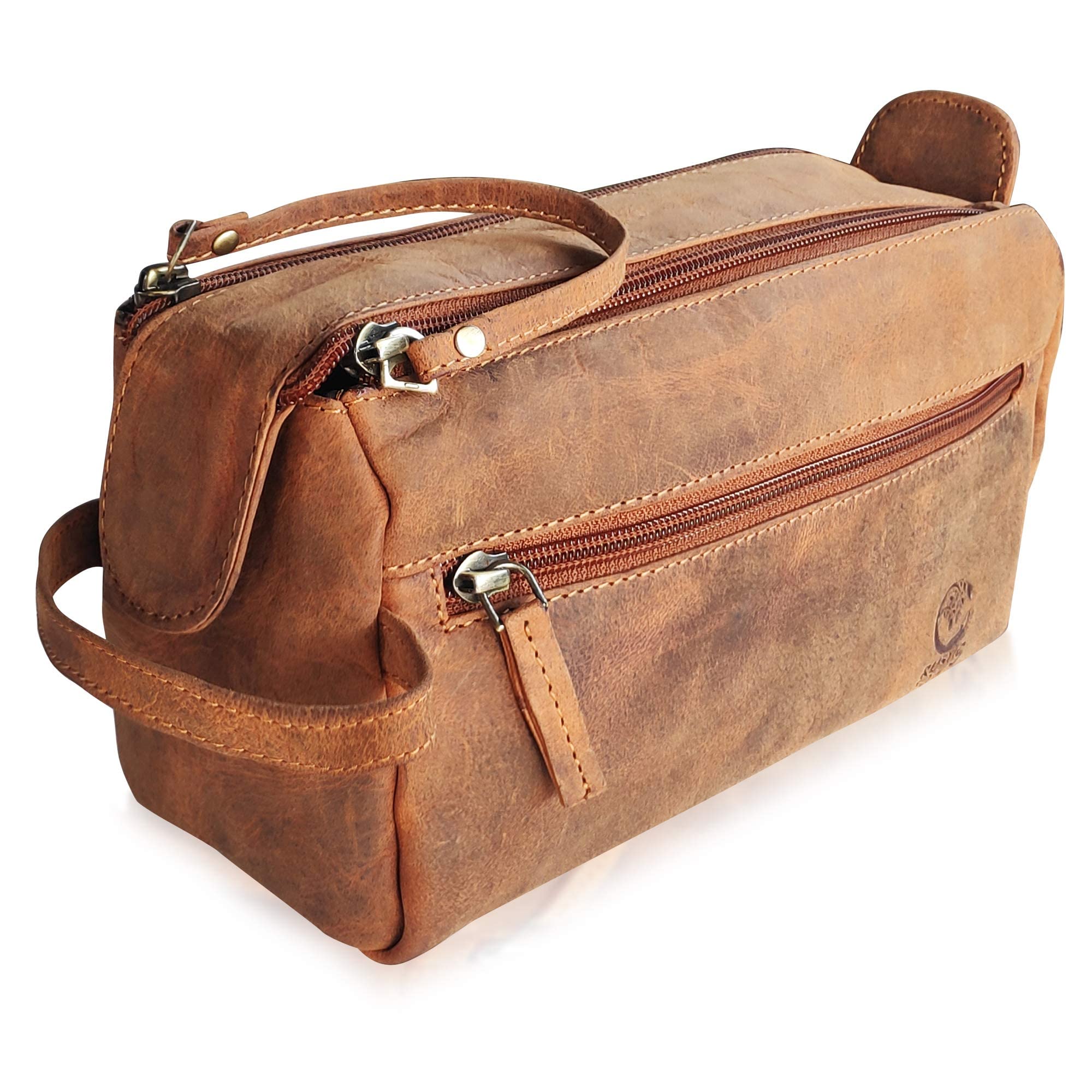 Leather Wash Bag for Men - Handcrafted Toiletry Bag for All Your Travel ToiletriesMediumBrown