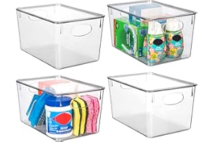 ClearSpace Plastic Storage Bins With lids – Perfect Pantry Organization and Storage – Fridge Organizer, Pantry Storage Containers and Storage Bins, Cabinet Organizers - 4 Pack