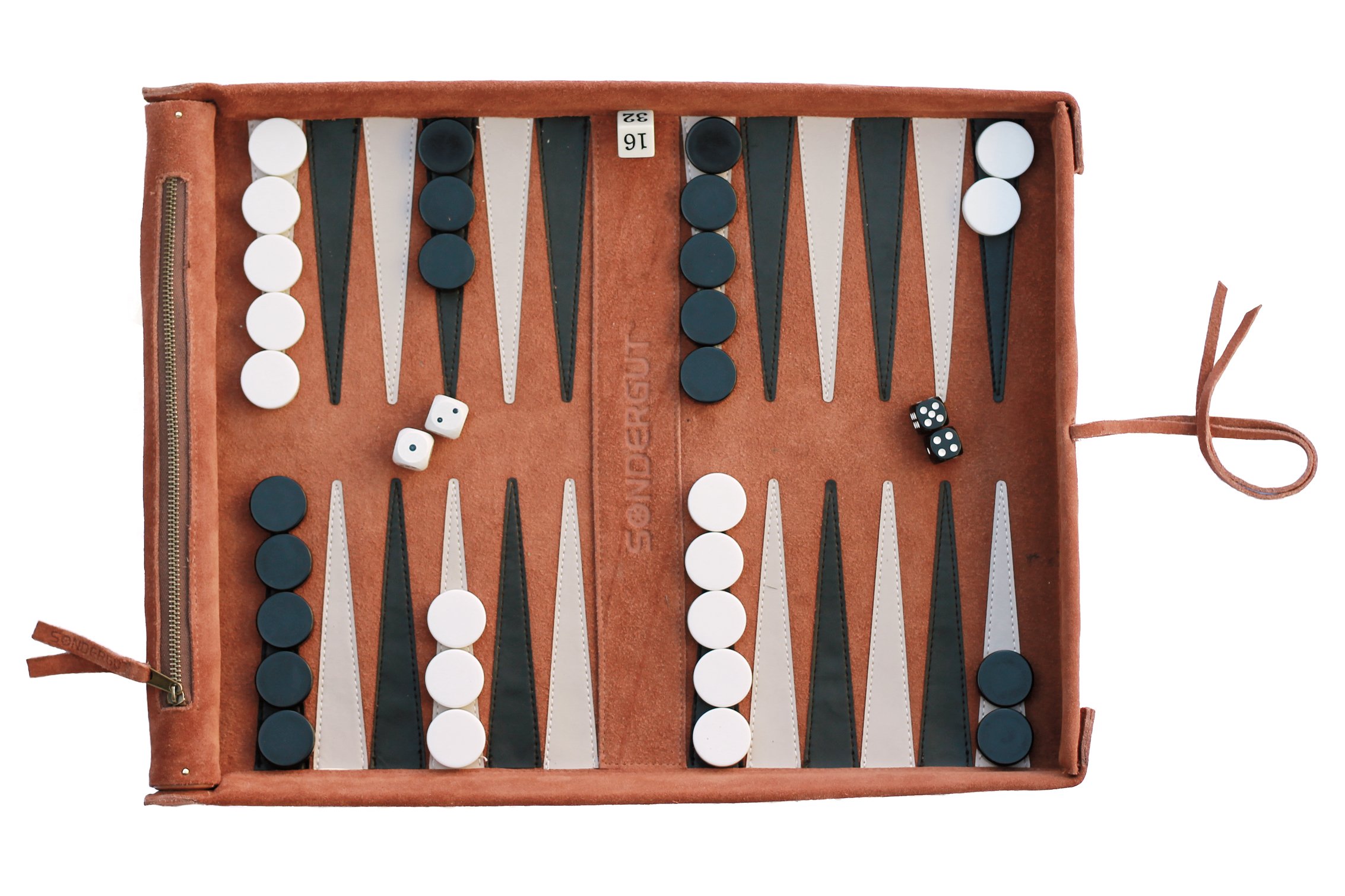 Sondergut Roll-up Portable Suede Deluxe Backgammon Game Set- Elegant Design - Pop-Up Playing Field - Ideal for RV Travel, Cruise, Airplane, Camping, Backpacking, Road Trips, Etc.