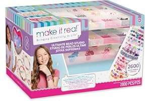 Make It Real – Ultimate Bead Studio. DIY Tween Girls Beaded Jewelry Making Kit. Arts and Crafts Kit Guides Kids to Design and Create Beautiful Bracelets, Necklaces, Rings and Headbands