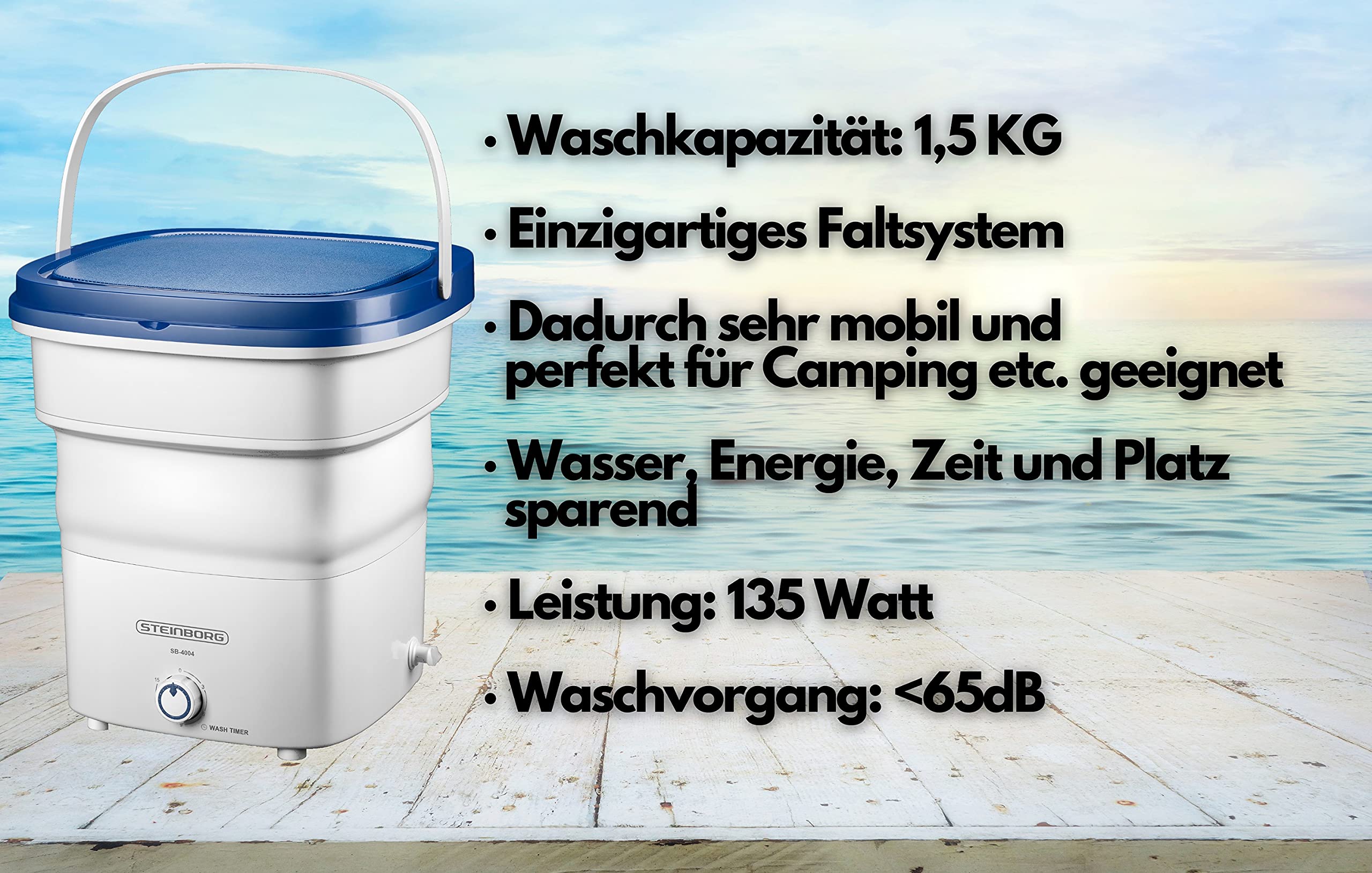 Faltbare Mini Waschmaschine | Waschautomat bis 1,5 KG | Reisewaschmaschine | Miniwaschmaschine | Camping Mobile Waschmaschine | Leistung: 135 Watt | Waschvorgang: <65 dB | Small Washing Machine 2