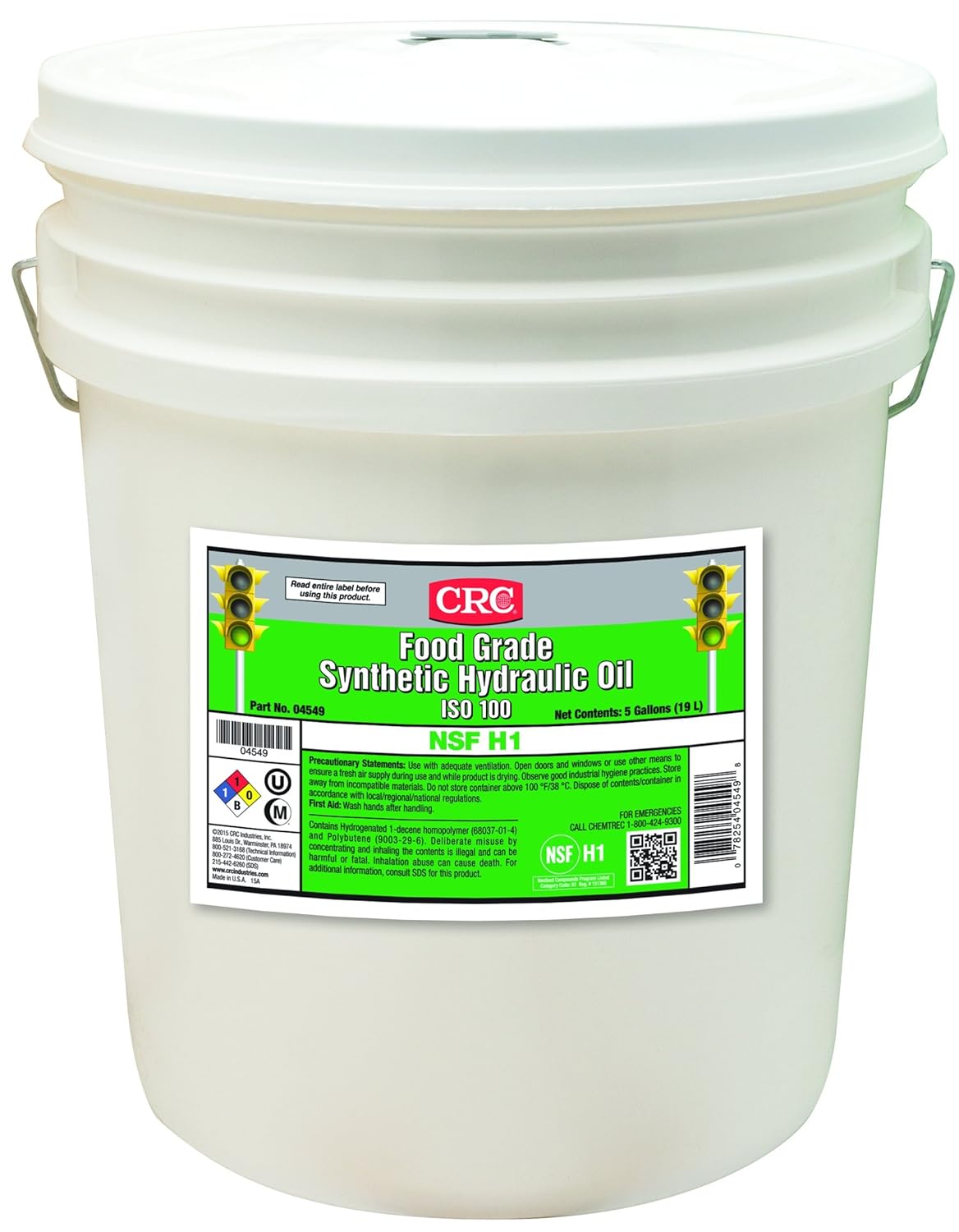CRC 04549 Food Grade Synthetic Hydraulic Oil ISO 100, 5 gal, Clear