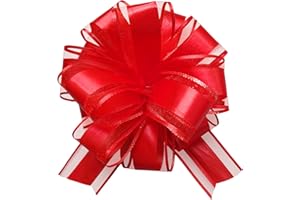 jefyghe 6 PCS Large Pull Bows 6 Inch Red Bows for Gift Wrapping Wedding Basket Decorated Birthday Party Christmas Gift Boxes 