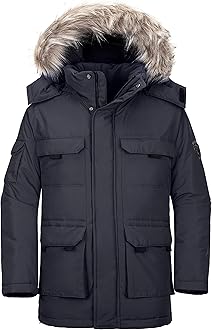 Wantdo Men's Thicken Winter Coat Insulated Warm Parka Padded Puffer Jacket with Detachable Hood
