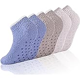COZYOFFI 3/6 Pairs Non Slip Hospital Socks for Women Fluffy Fuzzy Slipper Socks with Grips
