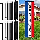 Pasimy 2 Pcs Feather Flag Pole Kit 8.9ft Custom Rectangle Feather Flags Pole with Carrying Bag Open Flag for Businesses Set Ground Stake