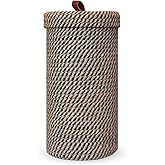 Handmade Cotton & Jute Toilet Paper Holder – Woven Toilet Paper Stand & Storage Basket with Lid, Freestanding Organizer for Bathroom, Fits 3 Rolls Green