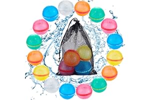 Tizikcon 16PCS Magnetic Reusable Water Balloons, Refillable Silicone Bath Pool Beach Toys for Kids, Quick Fill Self-Sealing Splash Balls for Outdoor Water Fun Summer Family Games