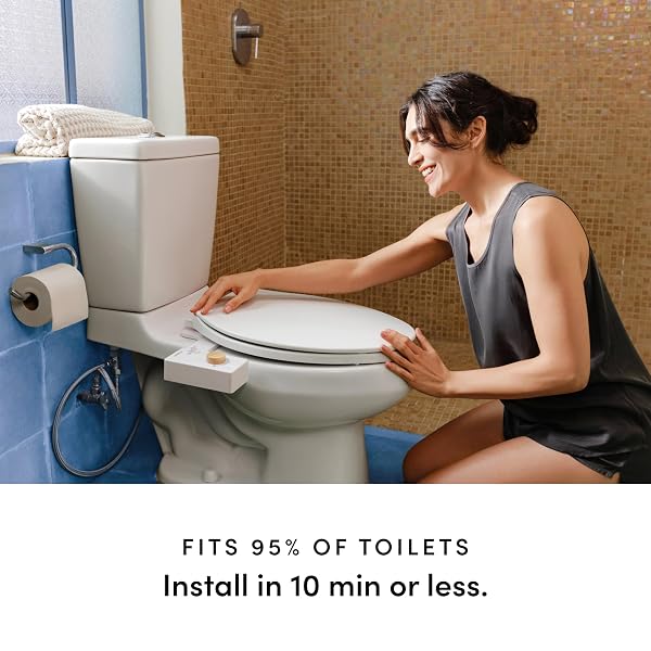 TUSHY CLASSIC 3.0 BIDET TOILET SEAT ATTACHMENT – A NON-ELECTRIC SELF CLEANING WATER SPRAYER WITH ADJUSTABLE WATER PRESSURE NOZZLE, ANGLE CONTROL & EASY HOME INSTALLATION (WHITE/GOLD)
