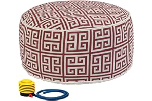 Kozyard Inflatable Ottoman Stool - Portable Round Pouf for Indoor/Outdoor Use - Perfect Small Foot Rest or Seating for Kids and Adults - Ideal for Camping or Home (Ruby Red)