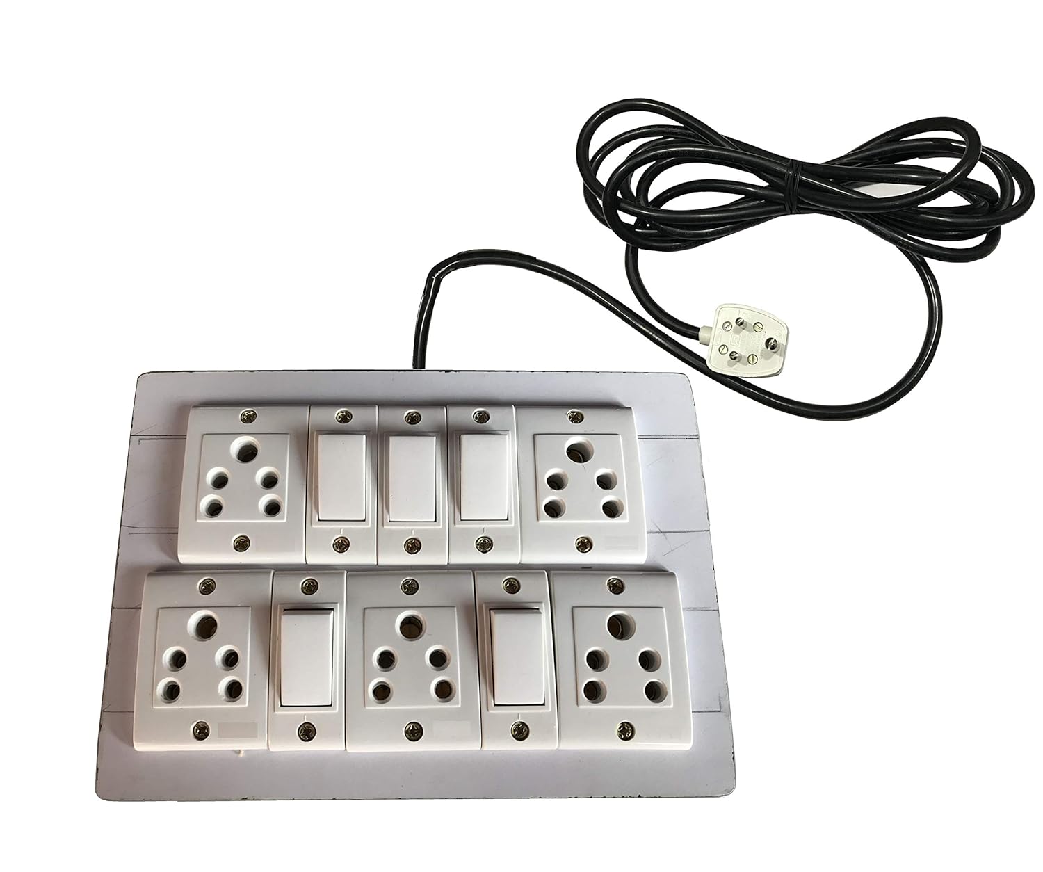 Buy Eletecric Wooden Extension Board (5 Socket, 5 Switch) 5Ampere Wire Length (12 Meters) Online