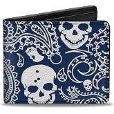 Buckle-Down Men's Standard Bifold Wallet Paisley Skulls, 4.0