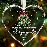 Engagement Gifts for Couples,First Christmas Engaged Ornament 2025 - Engagement Gifts for Women Glass Engaged Christmas Ornament