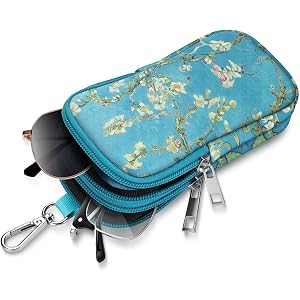 FINTIE Double Sunglasses Case, Soft Neoprene Eyeglasses Pouch with Clip | Dual Eyeglasses Storage, Portable Metal Carabiner C