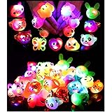 24 Pack LED Light Up Bumpy Rings Party Favors For Kids Prizes Box Toys For Birthday Classroom Rewards Treasure Box Prizes Toy