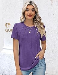 Kistore Womens Tops Short Sleeve Pleated Shirts