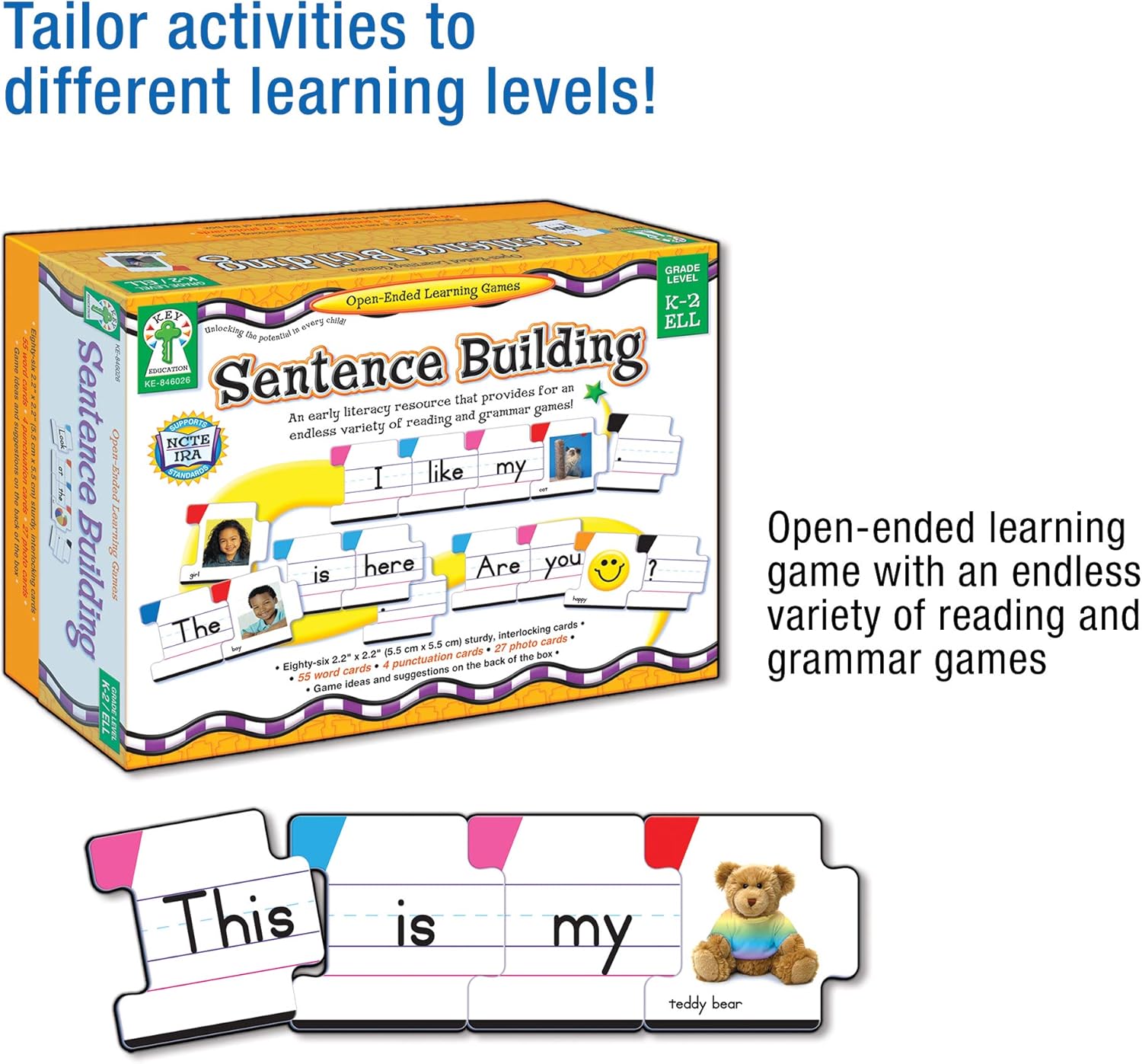 Carson Dellosa – Sentence Building Literacy Resource with 86 Cards for Language Arts For K, 1st, & 2ND Grade & Ell: Flora M.S., Sherrill B.: Toys & Games