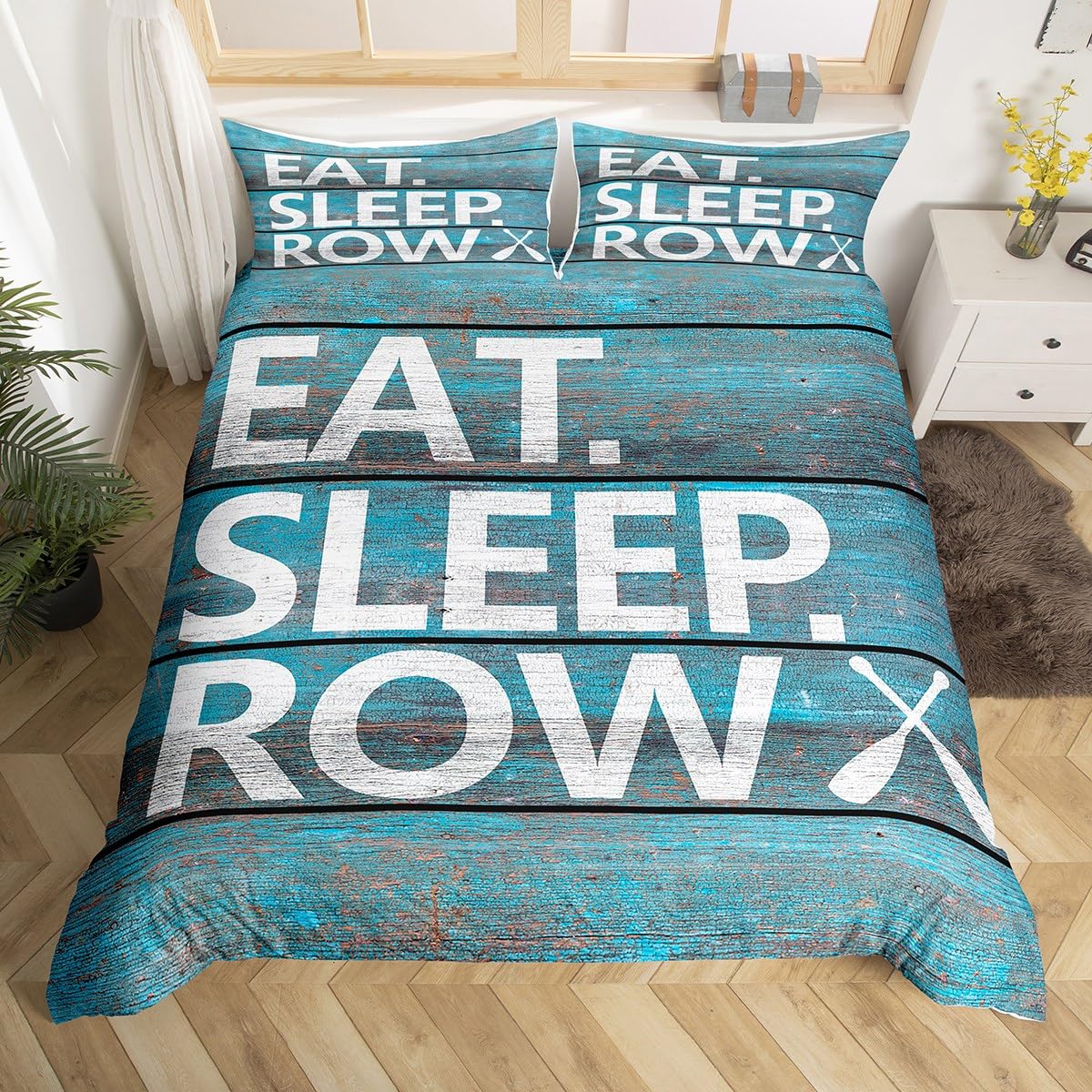 Homemissing Crew Duvet Cover Set Rowing Bedding Set for Crew Rowing Lover Boys Girls Decor Comforter Cover Set Lake Crew Gift Bedspread Cover Bedroom Bedclothes Double