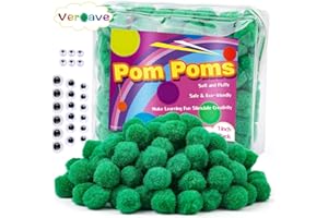 Veroave 150 Pieces Pom Poms 1 Inch Green,Green Pom Poms Craft, Puff Balls, Arts and Craft Pom Pom Balls for DIY Art Creative Crafts Decorations