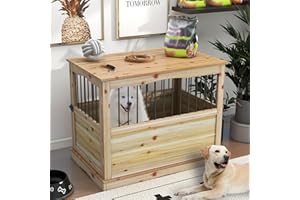 TAOHFE Solid Wood Dog Crates for Medium Dogs, Multifunctional Dog Kennel Furniture, Sufficient Space for Pets Dog Kennel Indoor, Medium Dog Crate Furniture with Reliable Metal Lock