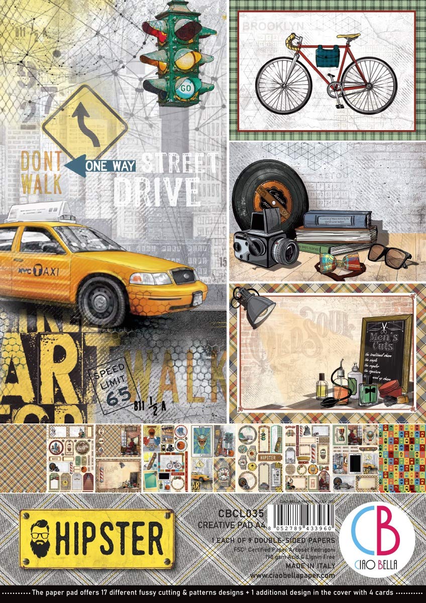 Ciao Bella Hipster Double-Sided Creative Pad A4 9/Pkg 190gsm