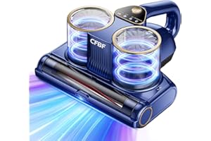 CFBF Mattress Vacuum Cleaner, Bed Vacuum Cleaner with 16Kpa Suction 253.7nm UV-C Light, Ultrasonic & High Heating, 500W Powerful Double-Cup Handheld Vacuums for Bed, Sofa, Couch, Crib, 16.4FT Corded