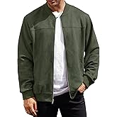 VOGSTART Men’s Bomber Jacket Faux Suede Midweight Casual Full-Zip Flight Coat (S-XXL)