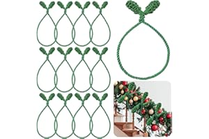 Celltestria 12pcs 20 Inches Christmas Garland Ties, Reusable and Flexible Xmas Garlands Wreath Twist Tie for Banister Railing Stairs Tree Home Holiday Decoration Craft Wrapping(Green)