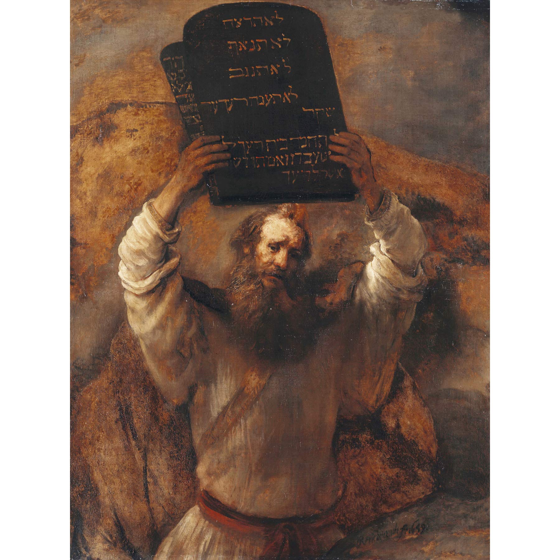 Rembrandt Moses With The Ten Commandments Large Wall Art Print Canvas Premium Poster Mural