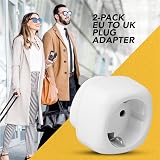 extension lead Pack of 2 Travel Adaptor EU to UK Plug Adapter White view 3