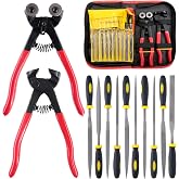 Hilitchi 12Pcs Heavy Duty Stained Glass Tools Mosaic Tools Wheeled Glass Tile Nipper and Cutter Pliers and Diamond Coated Handle Grinding Tool Kit