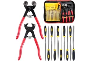 Hilitchi 12Pcs Heavy Duty Stained Glass Tools Mosaic Tools Wheeled Glass Tile Nipper and Cutter Pliers and Diamond Coated Han