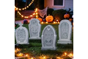 KGNN Jack Sally Tombstones Yard Signs, 17 Inch Gravestones Set Scary Halloween Decor Christmas Nightmare Halloween Decorations Outdoor Before Lawn Garden RIP Pumpkin Yard Stakes Outside Graveyard, Not Foam