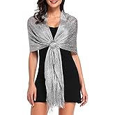 vimate Sparkling Metallic Shawls and Wraps for Evening Party/Wedding/Formal Dresses (With Free Buckle)