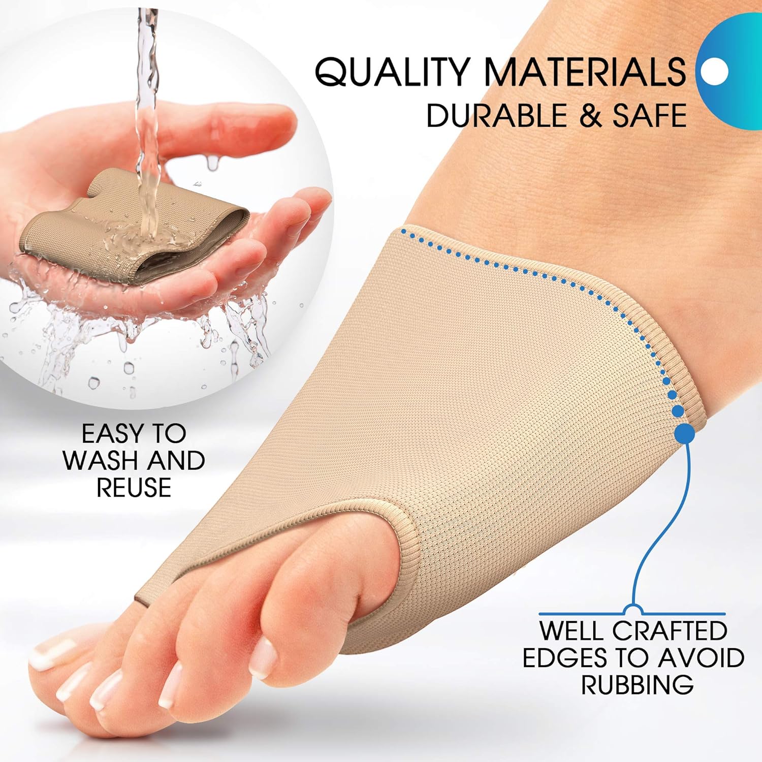 Ball of Foot Cushions (2 Pieces) - Metatarsal Pads | Forefoot Pads of of High Quality Soft Fabric - Foot Sleeve with Soft Gel Sole - Mortons Neuroma - Prevent Pain and Discomfort: Health & Personal Care