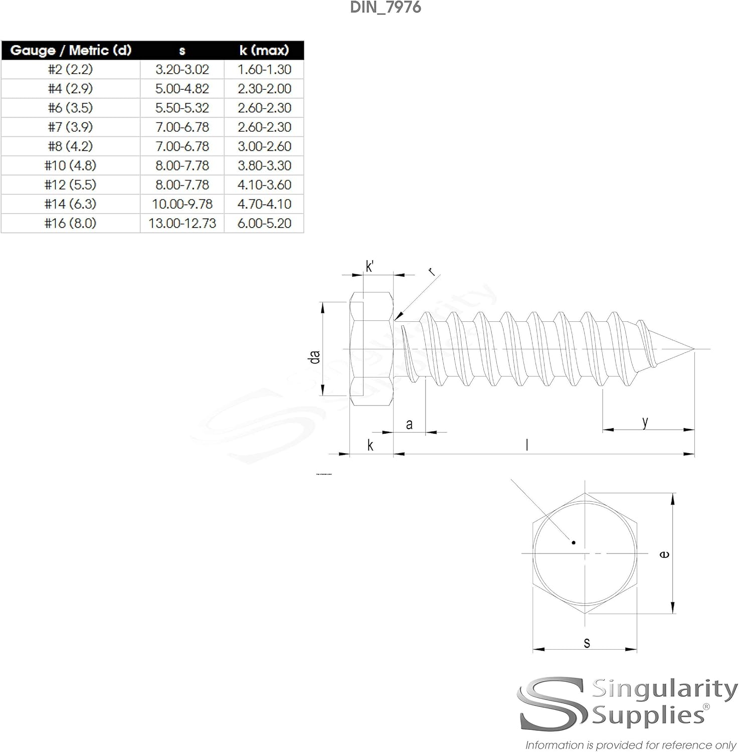No.10 x 0.7 (4.8mm x 19mm) Hex Self-Tapping Screw - Stainless Steel (A2) (Pack of 20), 4.8x19 - A2 (20) - Image 5