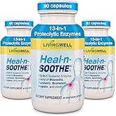 HEAL-N-SOOTHE Joint Supplement – Proteolytic Enzymes Formula with Bromelain, Papain, Boswellia, Turmeric & Ginger – Joint Mobility, Muscle Flexibility, Healthy Circulation Wellness - 90 Count (3 Pack)