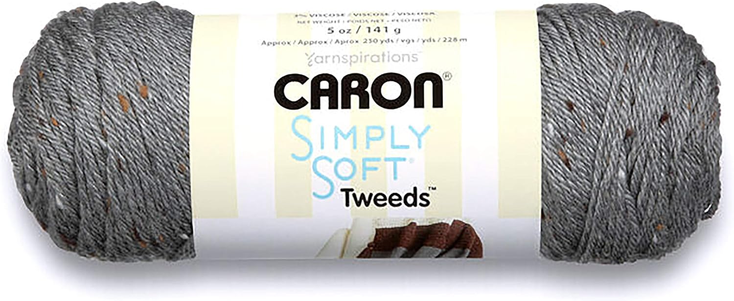 Caron Simply Soft Tweeds Yarn Gray Heather