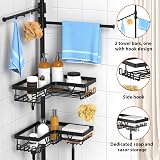 KEGII Telescopic Corner Shower Caddy 4-Tier Rustproof with 2 Towel Holders view 3