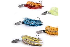 EXAURAFELIS 𝗘𝗫𝗔𝗨𝗥𝗔𝗙𝗘𝗟𝗜𝗦 5pcs Fishing Lures Buzzbaits Bladed Jig headLures Fish Bait Bass Lure Fishing jig Lures with Skirt Point Hook