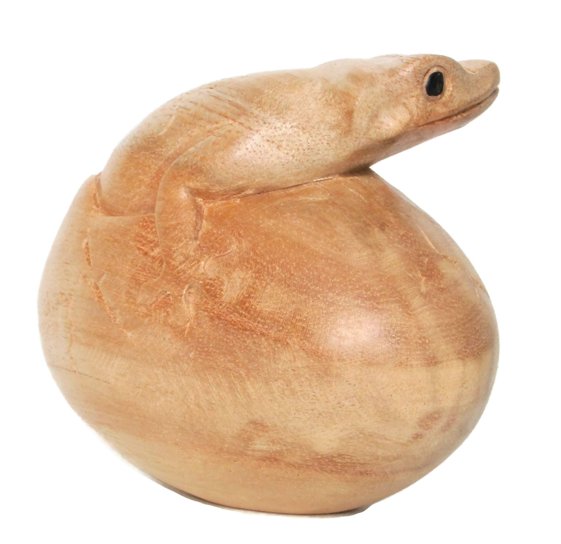 Brave Wings Hand Carved Wooden - Hatching Lizard Egg - Wood Ornament Sculpture Figurine Statue Unique Table Decoration Home Decor Gift for Christmas - 1938
