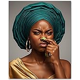 ZUKIY Fierce Grace in Emerald Silk - Stank Face Bathroom Wall Art - Funny Black People Bathroom Art - Black Girl Bathroom Wall Art - African American Bathroom Decor - 8x10 Unframed Print