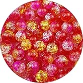 Jmassyang 300 Pieces 8mm Acrylic Crackle Beads Crystal Round Plastic Spacer Bead for DIY Decoration Necklaces Bracelets Earrings Jewelry Making(Red-Yellow)