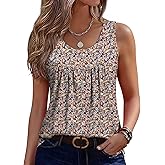Zeagoo Tank Top for Women 2026 Summer Loose Fit Sleeveless Pleated Flowy Floral Tunic Dressy Blouse