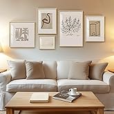 Framed Matisse Abstract Neutral Wall Art, 5 Piece Large Beige Canvas Prints Set, Modern Minimalist Geometric Botanical Paintings for Living Room, Bedroom, Hallway, Home Office, Guest Room