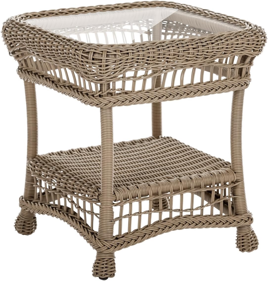 W Unlimited Saturn Collection Outdoor Garden Patio End Table, Light Brown